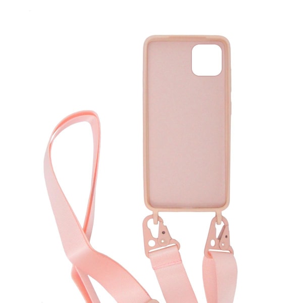 iPhone 11 Pro Max Silikonskal med Rem/Halsband - Rosa Rosa