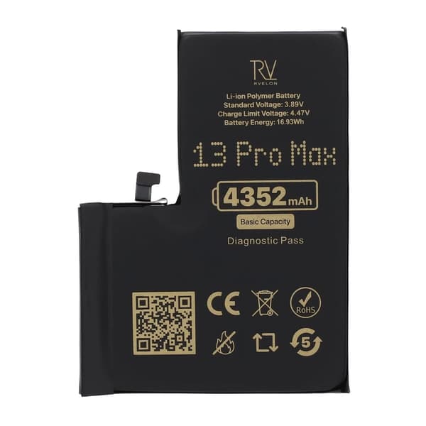 Rvelon Batteri för iPhone 13 Pro Max - 4352 mAh Originalkapacitet