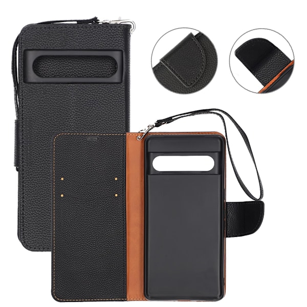 Google Pixel 7 Pro Plånboksfodral med Stativ - Svart Black