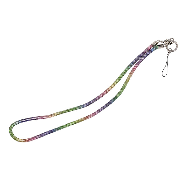 Mobilband Halsband 80cm - Regnbågsfärgad glitter
