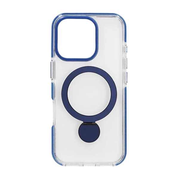 Skal Magsafe till iPhone 16 Pro Max - Transparent blå med ringstativ Blue