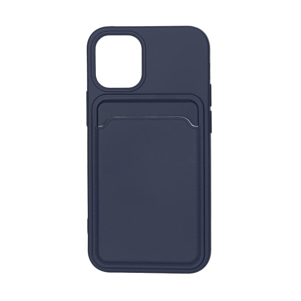 iPhone 12 Mini Silikonskal med Korthållare - Blå Blå