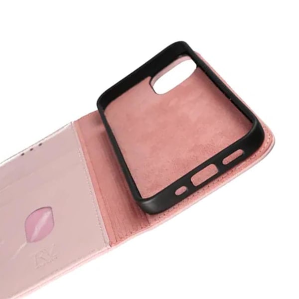 iPhone 12 Mini Plånboksfodral Läder Rvelon - Rosa Gammal rosa