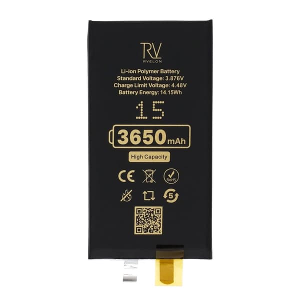 Rvelon Batteri till iPhone 15 3650mAh utan Flexkabel