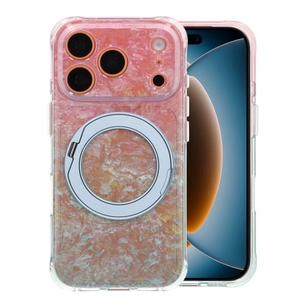 Marmoreret cover til iPhone 17 Pro Max og 18 Pro Max med roterende stativ og Magsafe - Blå blå