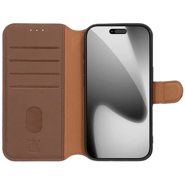 Rvelon Plånboksfodral Äkta Läder för iPhone 17 Pro - Brun brun