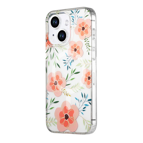 iPhone 14/15 Plus Mobilskal MagSafe - Blommor Rosa multifärg
