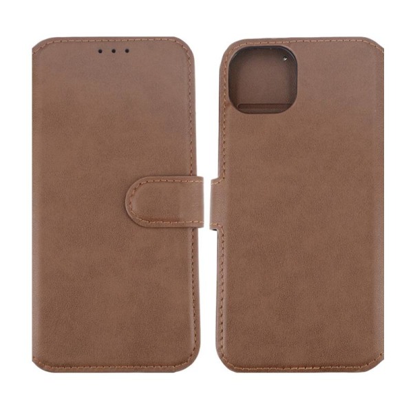 iPhone 15 Plus Plånboksfodral Läder Rvelon - Brun Brun