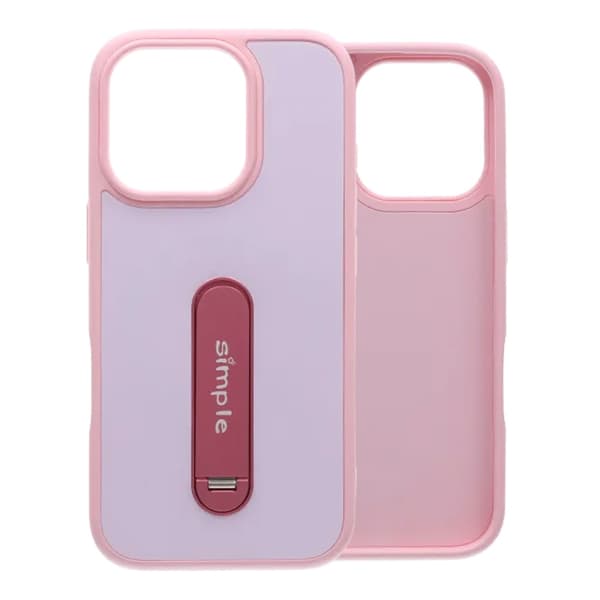 Skal med utfällbart roterande stativ för iPhone 16 Pro - Rosa rosa