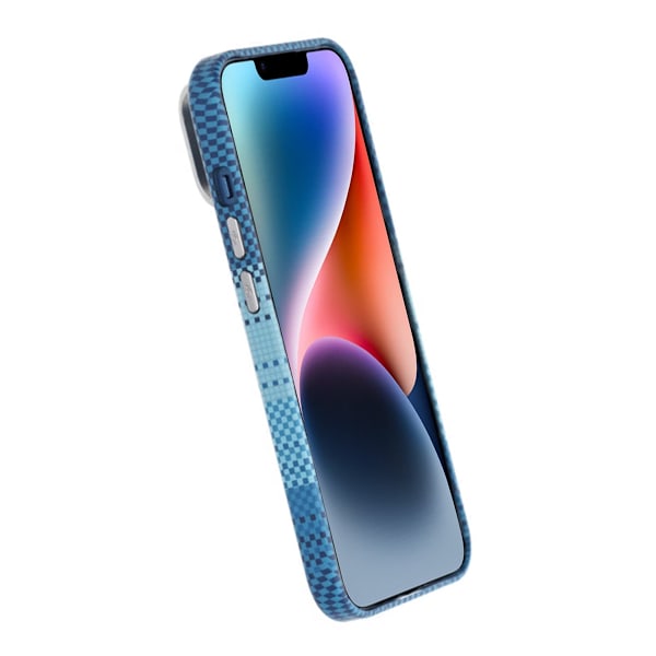 iPhone 13/14 Skal med Magsafe och Utfällbart Stativ - Randig Blå Blue