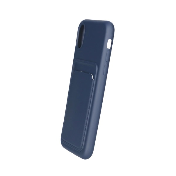 iPhone X/XS Silikonskal med Korthållare - Blå Blå