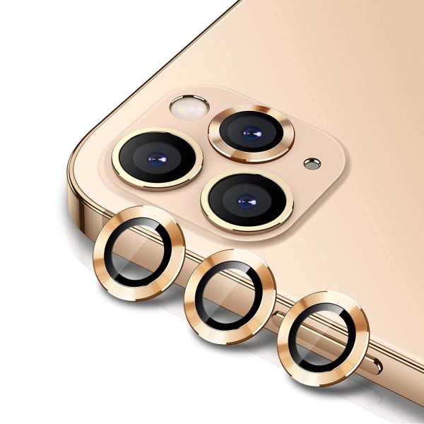 iPhone 12 Pro Max Linsskydd med Metallram - Guld (3-pack) Rosa guld