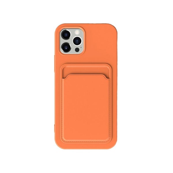 iPhone 13 Pro Silikonskal med Korthållare - Orange Orange