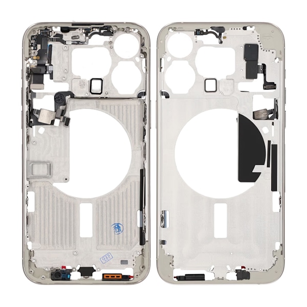 iPhone 15 Pro Max Mittenram med smådelar OEM - Titanvit Vit