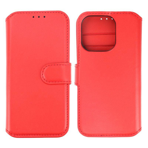 iPhone 15 Pro Plånboksfodral Läder Rvelon - Röd Röd