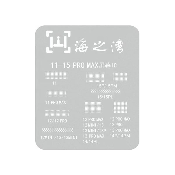 LCD Skärm IC Skydd BGA Reballing Stenciler för iPhone 11-15 Pro Max Flex Chip