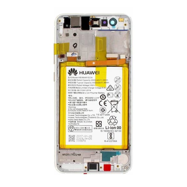 Huawei P10 Lite Display Skärm med LCD Display med Batteri Original - Vit Vit