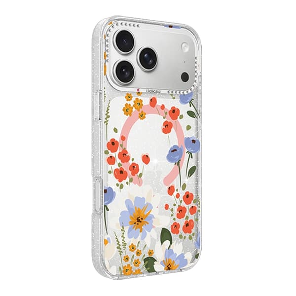 Blommigt Skal med Magsafe för iPhone 17 Pro Max - Orange orange