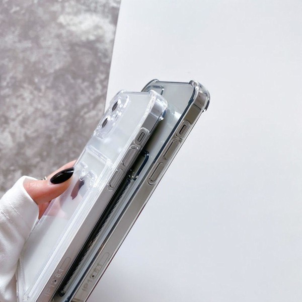 iPhone 12 Stöttåligt Skal med Korthållare - Transparent Transparent