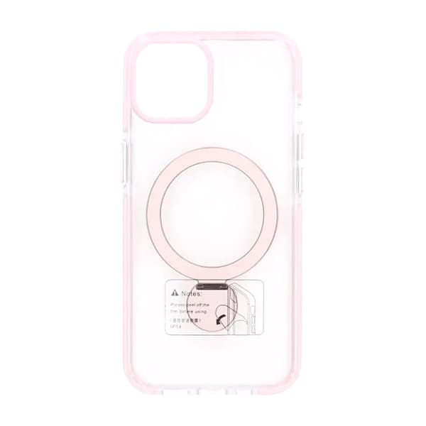 Skal Magsafe till iPhone 13 och 14 - Transparent rosa med ringstativ Rosa