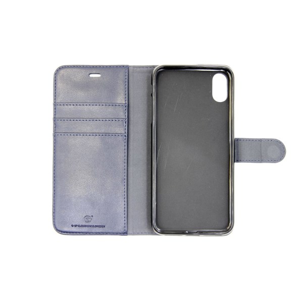iPhone XS Max Plånboksfodral Läder med Stativ - Blå Blå