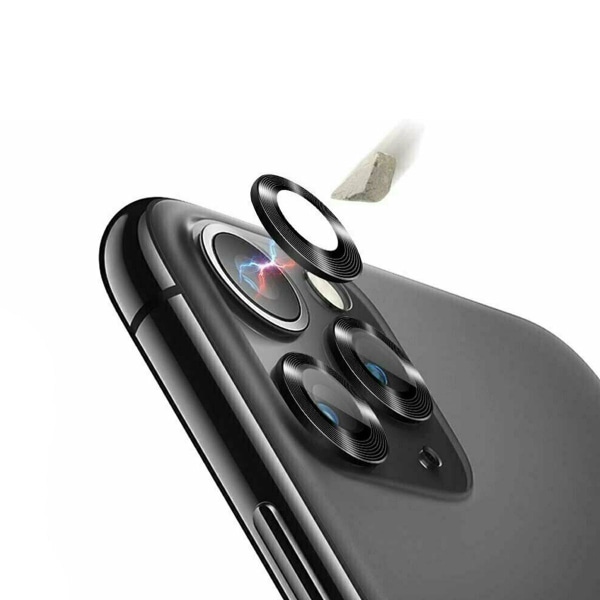 iPhone 12 Mini Linsskydd med Metallram - Svart (2-pack) Svart