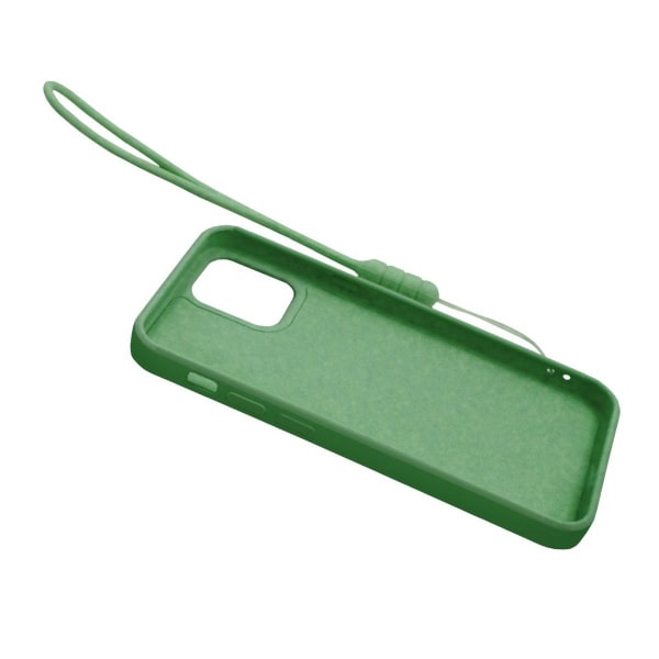 iPhone 12 Mini Silikonskal med Ringhållare och Handrem - Grön Green