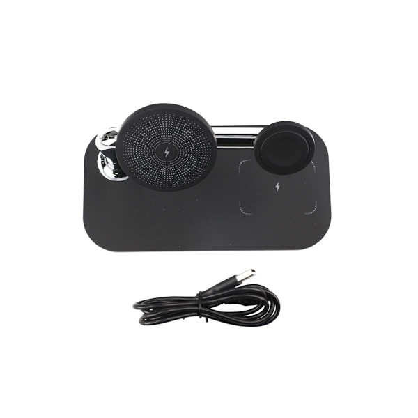 Trådlös 3-i-1 Laddstation med USB-C - Svart Svart