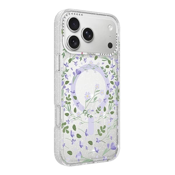 Blomstret Cover med Magsafe til iPhone 17 Pro Max - Lavendel lilla
