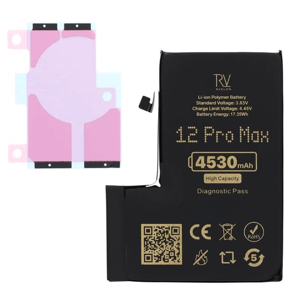 Rvelon Batteri för iPhone 12 Pro Max - 4530 mAh Högkapacitet