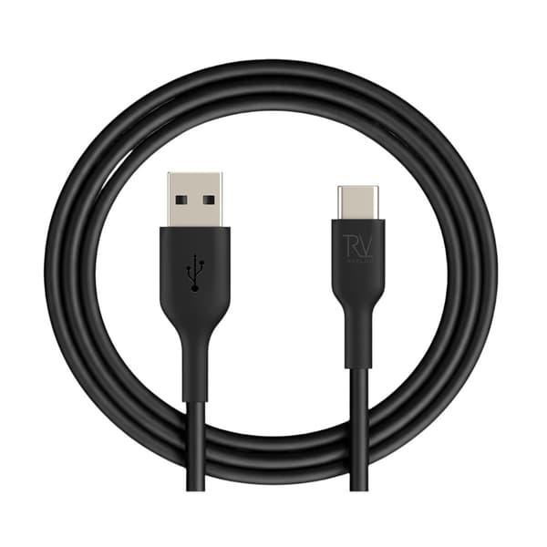 Rvelon USB-A till USB-C Kabel 1 Meter - Svart Svart