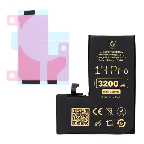 Rvelon Batteri för iPhone 14 Pro - 3200 mAh Originalkapacitet