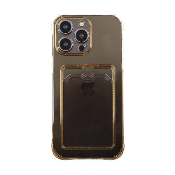 iPhone 14 Pro Stöttåligt Skal med Korthållare - Gul Yellow