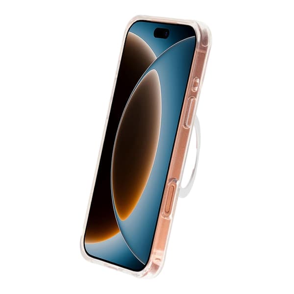 Glittrigt MagSafe-skal för iPhone 17 Pro och 18 Pro med roterande stativ - Vit vit