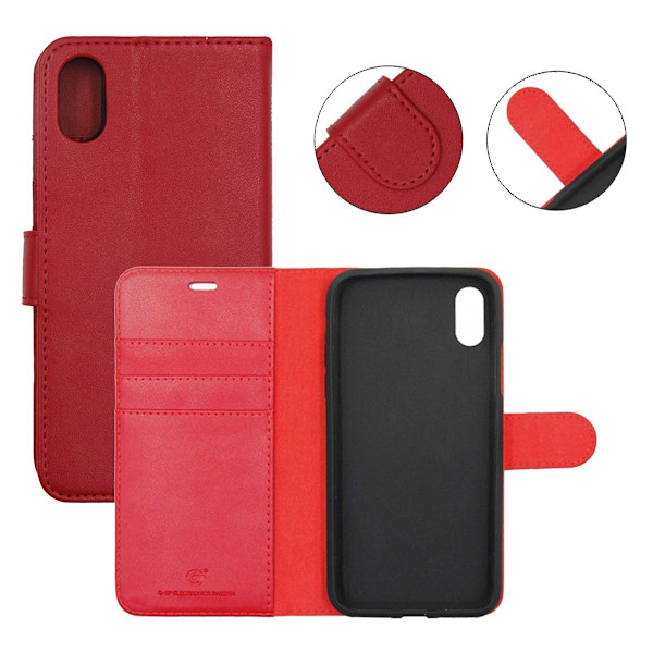 iPhone X/XS Plånboksfodral Magnet Läder med Stativ G-SP - Röd Red