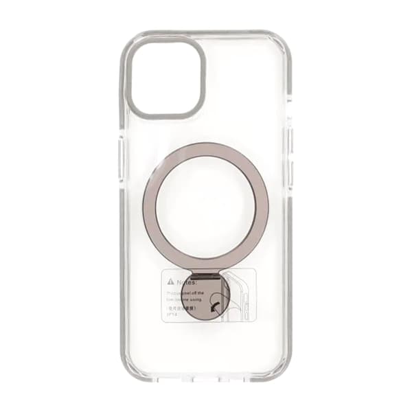 Skal Magsafe till iPhone 15 - Transparent grå med ringstativ Grey