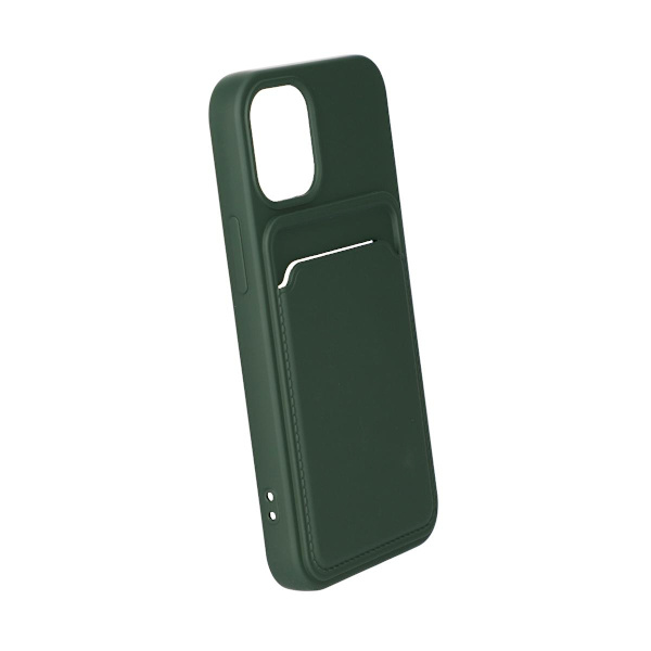 iPhone 12 Mini Silikonskal med Korthållare - Militärgrön Dark green