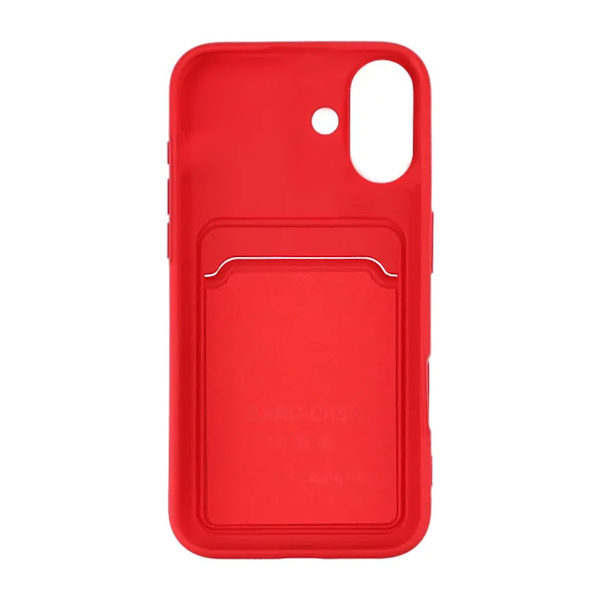 iPhone 16 Plus Mobilskal Silikon med Korthållare - Röd Red
