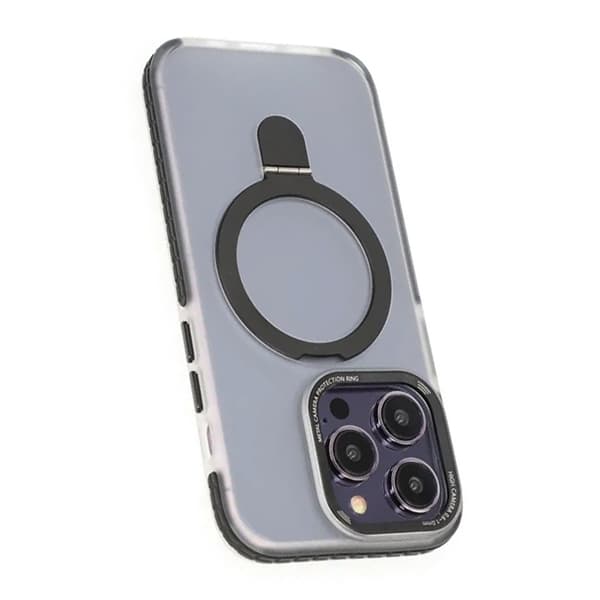 iPhone 15 Pro Mobilskal med Magsafe och Stativ - Svart Black