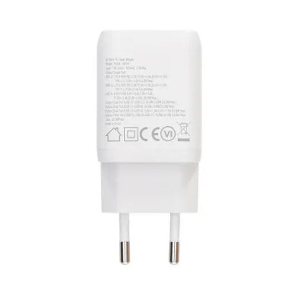 Rvelon Väggladdare 2x USB-C + USB-A 65W GaN - Vit Silver