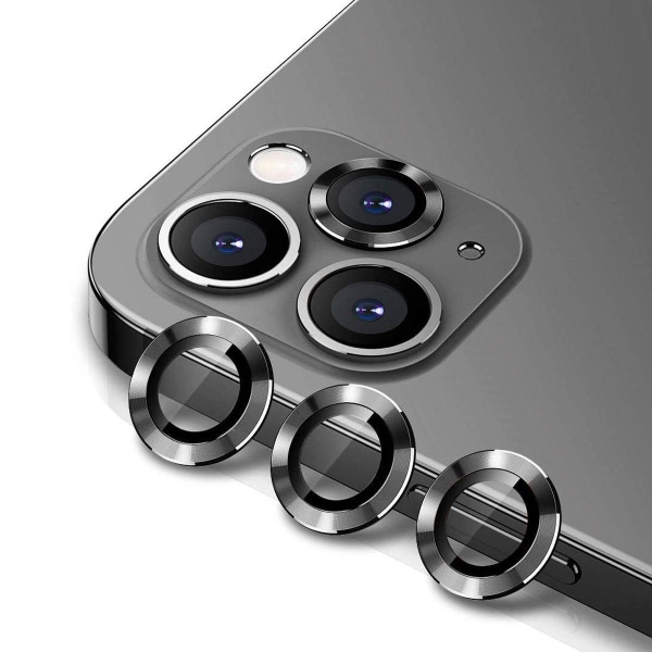 iPhone 12 Pro Max Linsskydd med Metallram - Grå (3-pack) grå