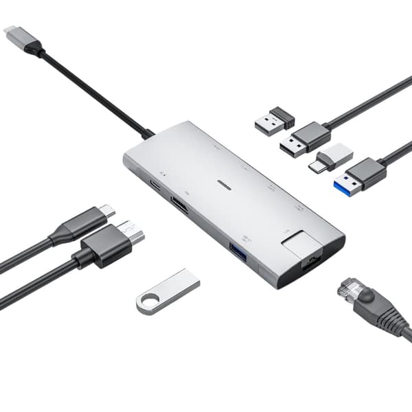 iiglo 8-i-1 Slim MultiPort Dockingstation Ljusgrå - Nyskick