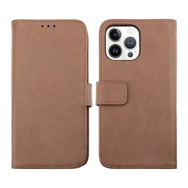 iPhone 14 Pro Plånboksfodral Läder Rvelon - Brun Brun