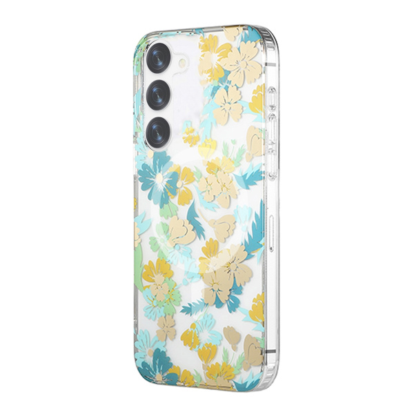 Samsung Galaxy S23 Mobilskal Magnet - Blommor Turkos multifärg