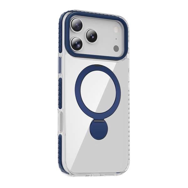 Cover Magsafe til iPhone 17 Pro Max - Transparent blå med ringstativ Blue