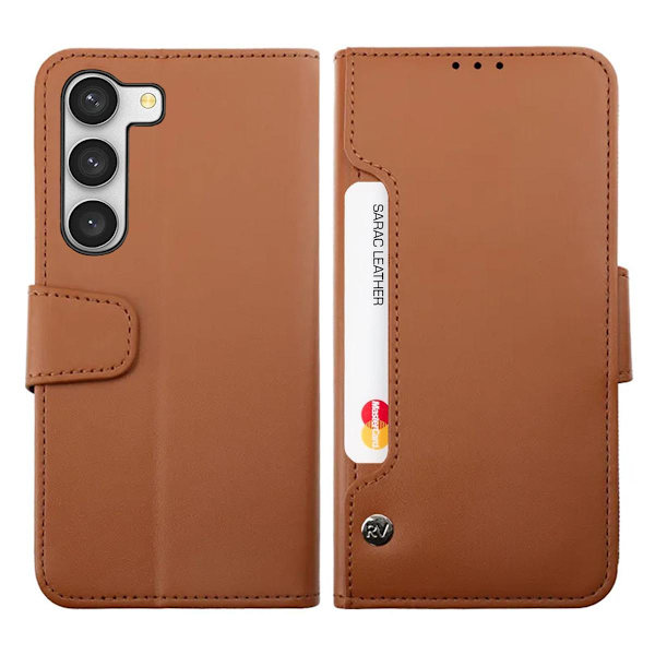 Samsung Galaxy S23 Plus 5G Plånboksfodral Extra Kortfack Rvelon - Brun Brun