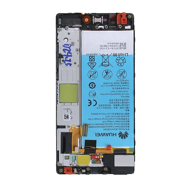 Huawei P8 Skärm med LCD Display med Batteri Original - Svart Black