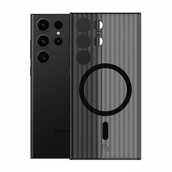 Samsung Galaxy S23 Ultra Mobilskal Korrugerad med Magnet Rvelon - Svart Svart