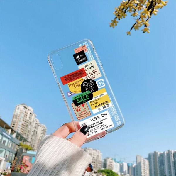 Stöttåligt Mobilskal iPhone X/XS - Fashion Prisetiketter Transparent