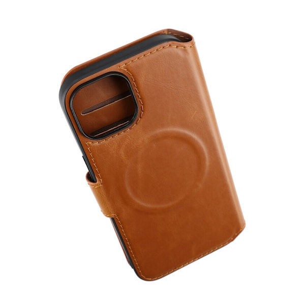 iPhone 15 Plånboksfodral med Magsafe Rvelon - Brun Brown